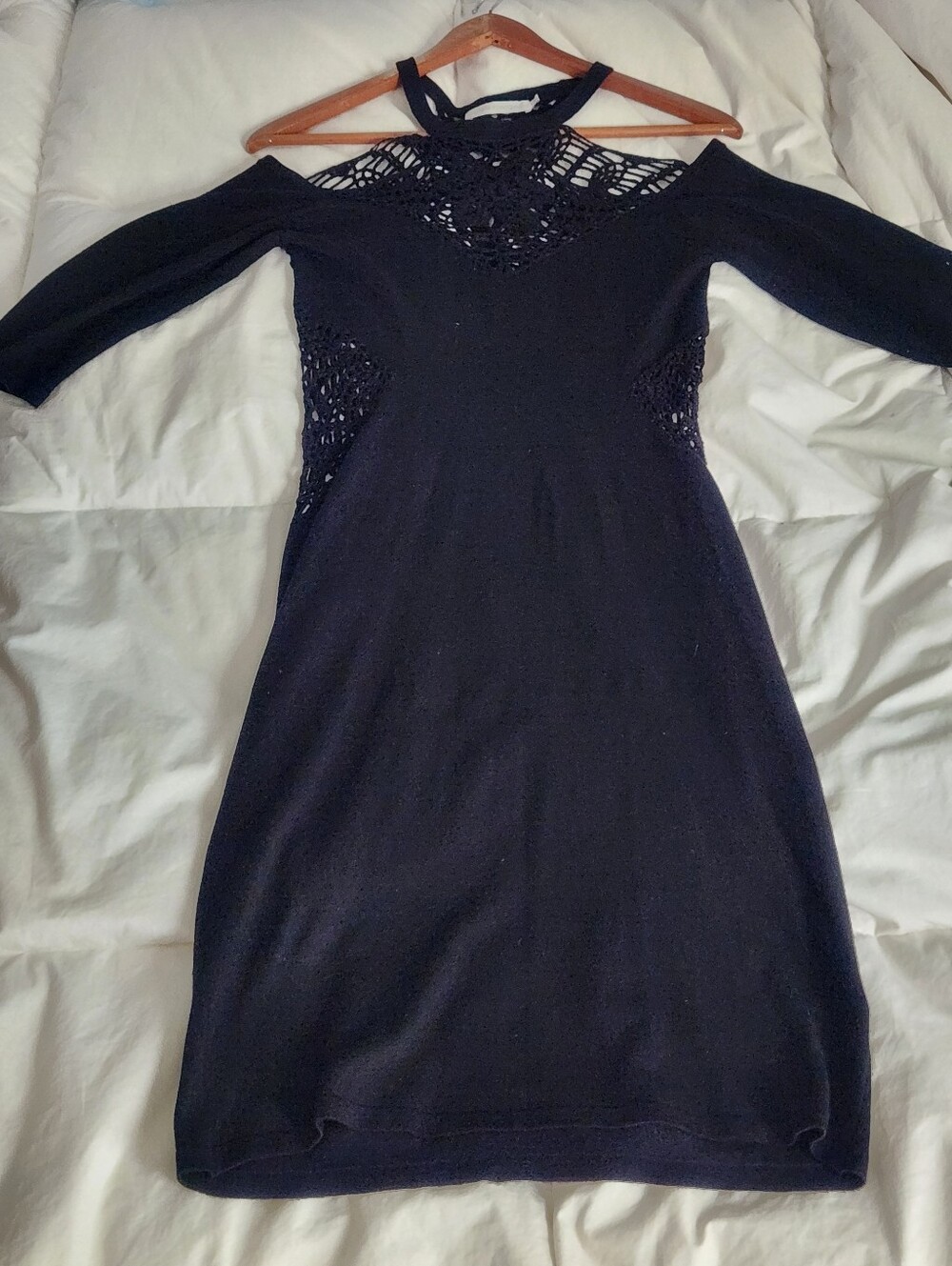 anne fontaine dress Black Crochet Size 38 US Size 4/6 Clarisse